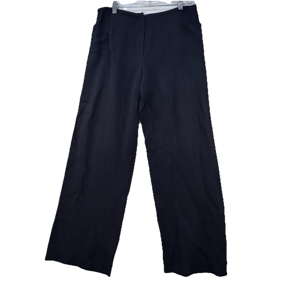 Allan Waller Made In Italy Size 10 Wool Linen Blend‎ Wide Leg Trouser Pants Blue